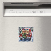 Cockapoo Kerstmis Rode Truck Vakantie Magneet (Insitu (Vaatwasser))