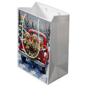 Cockapoo Kerstmis Rode Truck Vakantie Medium Cadeauzakje (Achterkant Gekanteld)