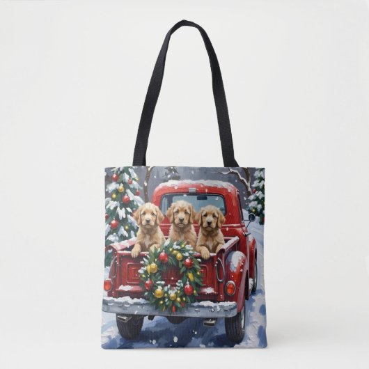 Cockapoo Kerstmis Rode Truck Vakantie Tote Bag (Voorkant)