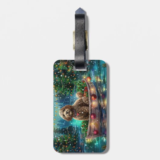 Cockapoo kerstvakantie bagagelabel (Achterkant verticaal)