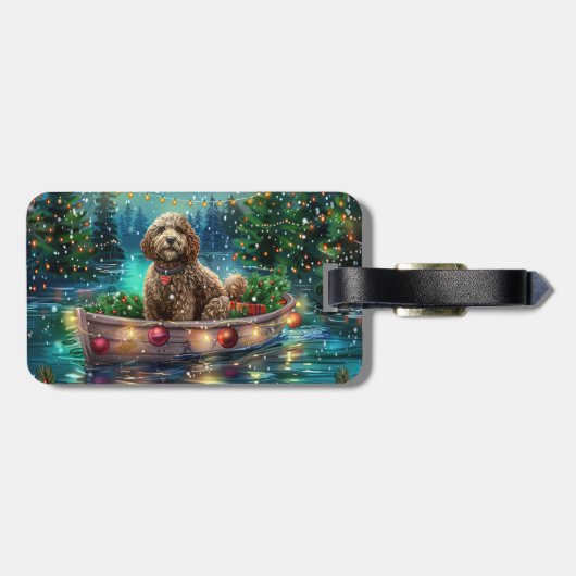 Cockapoo kerstvakantie bagagelabel (Achterkant horizontaal)