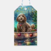 Cockapoo kerstvakantie cadeaulabel (Voorkant)