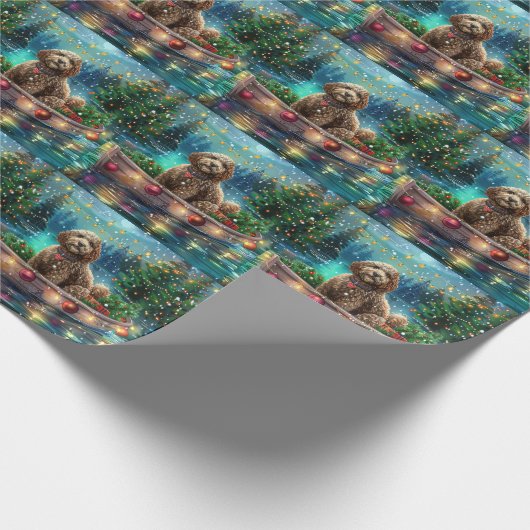 Cockapoo kerstvakantie cadeaupapier (Hoek)
