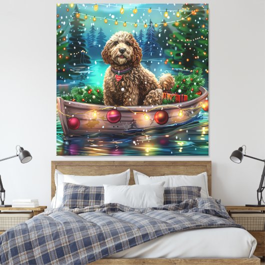 Cockapoo kerstvakantie canvas afdruk (Insitu (Slaapkamer))