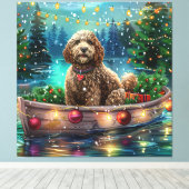 Cockapoo kerstvakantie canvas afdruk (Insitu (Houten vloer))