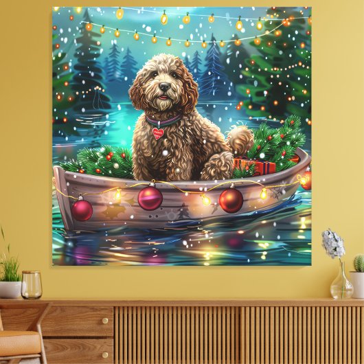 Cockapoo kerstvakantie canvas afdruk (Insitu (Woonkamer))