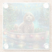 Cockapoo kerstvakantie glazen onderzetter (Achterkant)