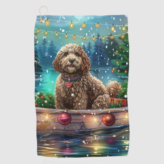 Cockapoo kerstvakantie golfhanddoek (Voorkant)