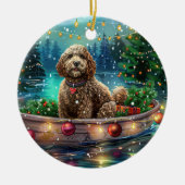 Cockapoo kerstvakantie keramisch ornament (Voorkant)