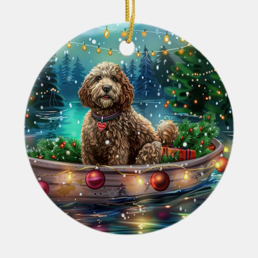 Cockapoo kerstvakantie keramisch ornament (Voorkant)