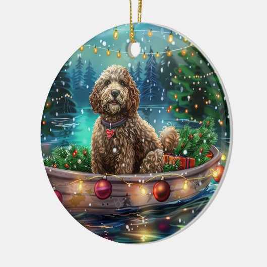 Cockapoo kerstvakantie keramisch ornament (Links)