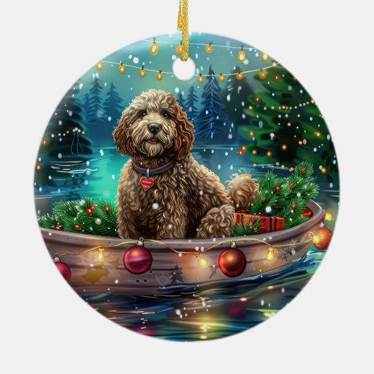 Cockapoo kerstvakantie keramisch ornament (Achterkant)