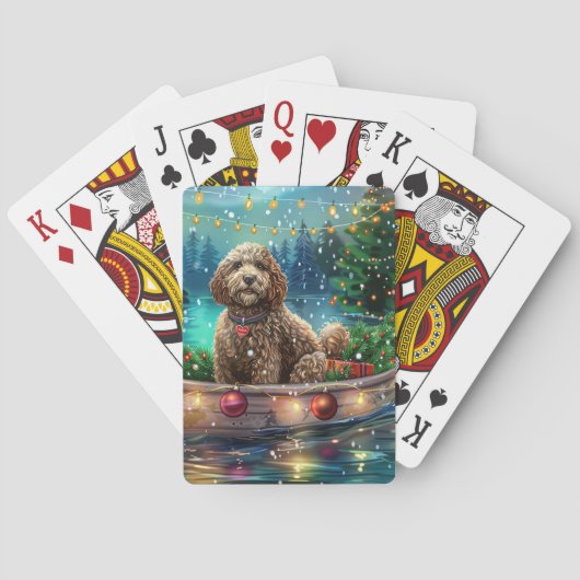 Cockapoo kerstvakantie pokerkaarten (Achterkant)