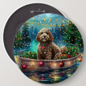 Cockapoo kerstvakantie ronde button 6,0 cm (Voorkant /achterkant)