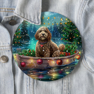 Cockapoo kerstvakantie ronde button 6,0 cm