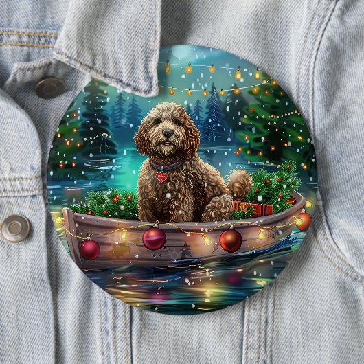 Cockapoo kerstvakantie ronde button 6,0 cm (In situ)