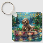 Cockapoo kerstvakantie sleutelhanger (Voorkant)