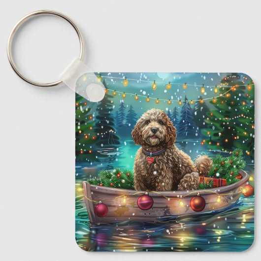Cockapoo kerstvakantie sleutelhanger (Voorkant)