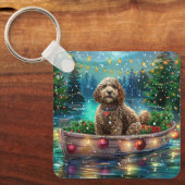 Cockapoo kerstvakantie sleutelhanger (Voorkant)