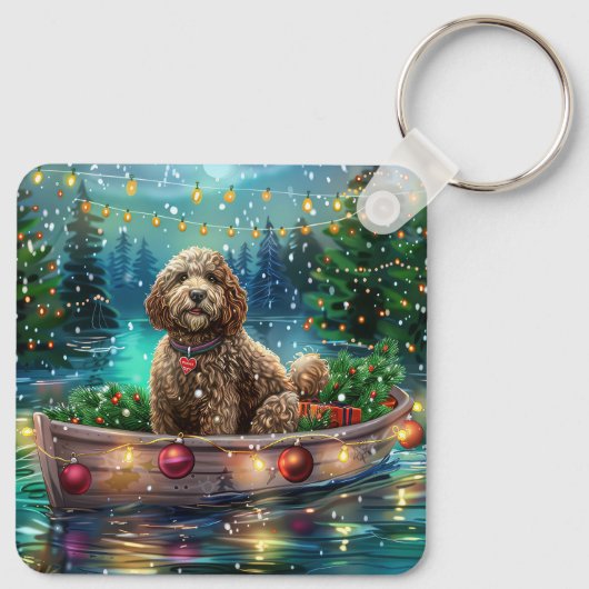 Cockapoo kerstvakantie sleutelhanger (Achterkant)