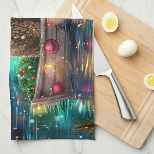 Cockapoo kerstvakantie theedoek (Quarter Fold)