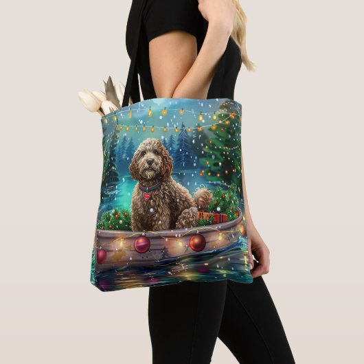 Cockapoo kerstvakantie tote bag (Dichtbij)