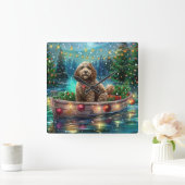 Cockapoo kerstvakantie vierkante klok (Huis)