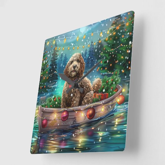 Cockapoo kerstvakantie vierkante klok (Hoek)