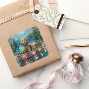 Cockapoo kerstvakantie vierkante sticker