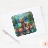Cockapoo kerstvakantie vierkante sticker (Envelop)