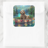 Cockapoo kerstvakantie vierkante sticker (Tas)