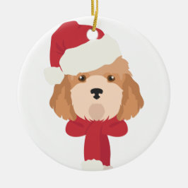Cockapoo kerstversiering. sneeuwvlokdecoratie keramisch ornament