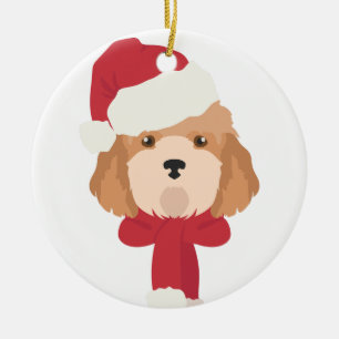 Cockapoo kerstversiering. sneeuwvlokdecoratie keramisch ornament