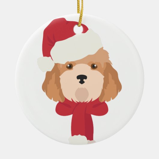 Cockapoo kerstversiering. sneeuwvlokdecoratie keramisch ornament (Voorkant)