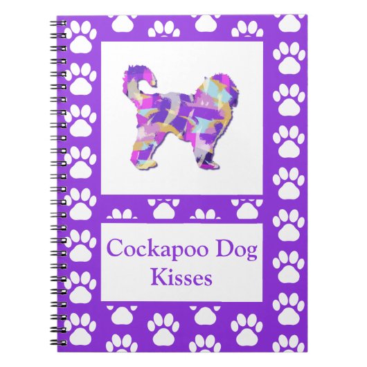 Cockapoo Kisses Schattig Hond Silhouet PurplePY&B Notitieboek (Voorkant)