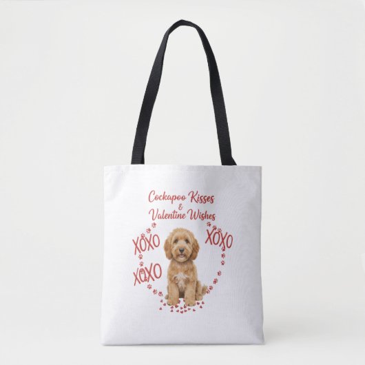 Cockapoo Kisses Valentine Wishes Dog Lover Tote Bag (Voorkant)