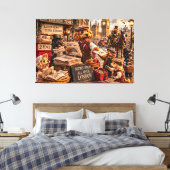 Cockapoo London Muurkunst – Vintage Kunst Canvas Afdruk (Insitu (Slaapkamer))