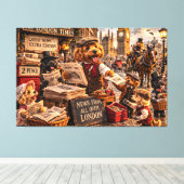 Cockapoo London Muurkunst – Vintage Kunst Canvas Afdruk (Insitu (Houten vloer))