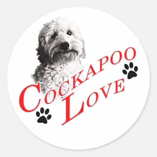 Cockapoo Love Ronde Sticker (Voorkant)