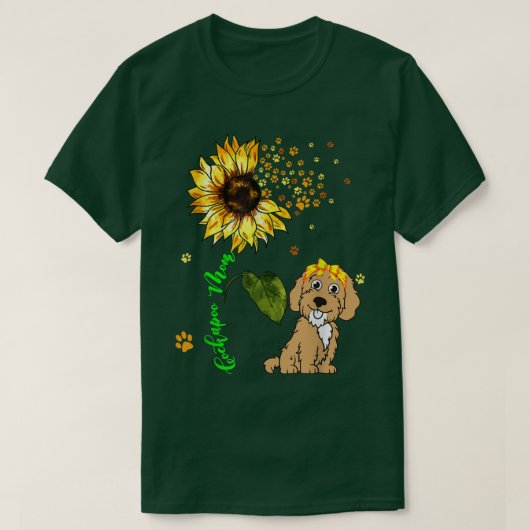 Cockapoo mam Cute Sunflower Dog Paws Owner Lover F T-shirt (Design voorkant)