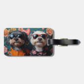 Cockapoo met hart Rozen Valentijnsdag Bagagelabel (Achterkant horizontaal)