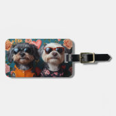 Cockapoo met hartrozen Valentijnsdag Bagagelabel (Voorkant horizontaal)