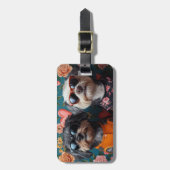 Cockapoo met hartrozen Valentijnsdag Bagagelabel (Voorkant verticaal)