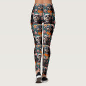 Cockapoo met hartrozen Valentijnsdag Leggings (Achterkant)