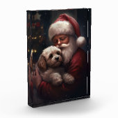 Cockapoo met kerstman Feestelijke Kerst Fotoblokken (Links)