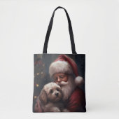 Cockapoo met kerstman Feestelijke Kerst  Tote Bag (Voorkant)