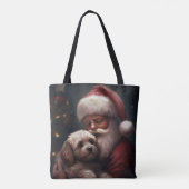 Cockapoo met kerstman Feestelijke Kerst  Tote Bag (Achterkant)