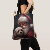 Cockapoo met kerstman Feestelijke Kerst  Tote Bag (Dichtbij)
