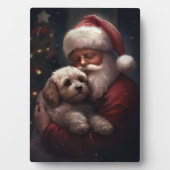 Cockapoo met kerstman Festieve Kerst Fotoplaat (voorkant)