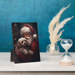 Cockapoo met kerstman Festieve Kerst Fotoplaat